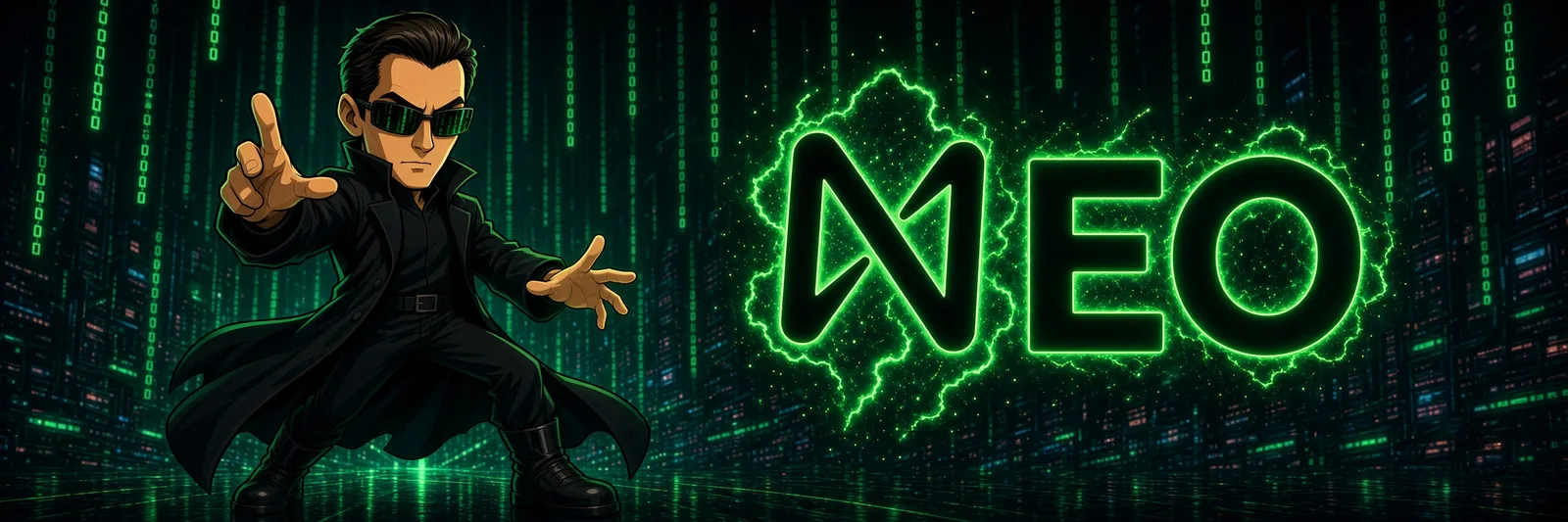 NEO banner: cartoon NEO next to the NEO logo