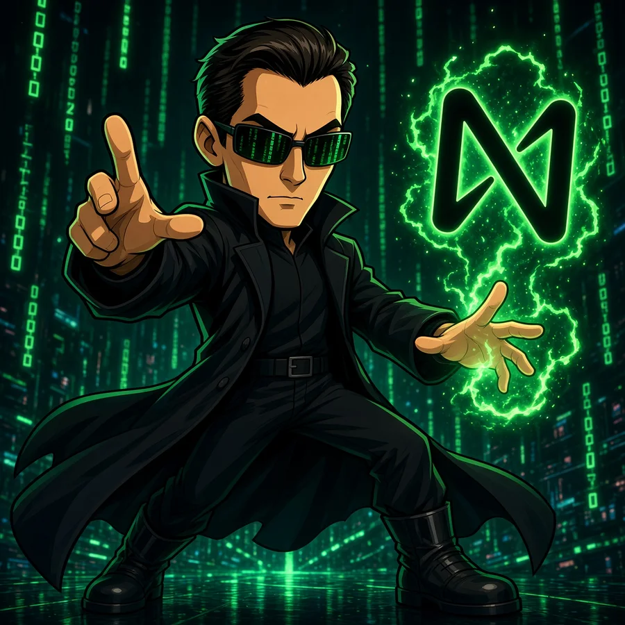 NEO charging green energy next to the NEAR logo